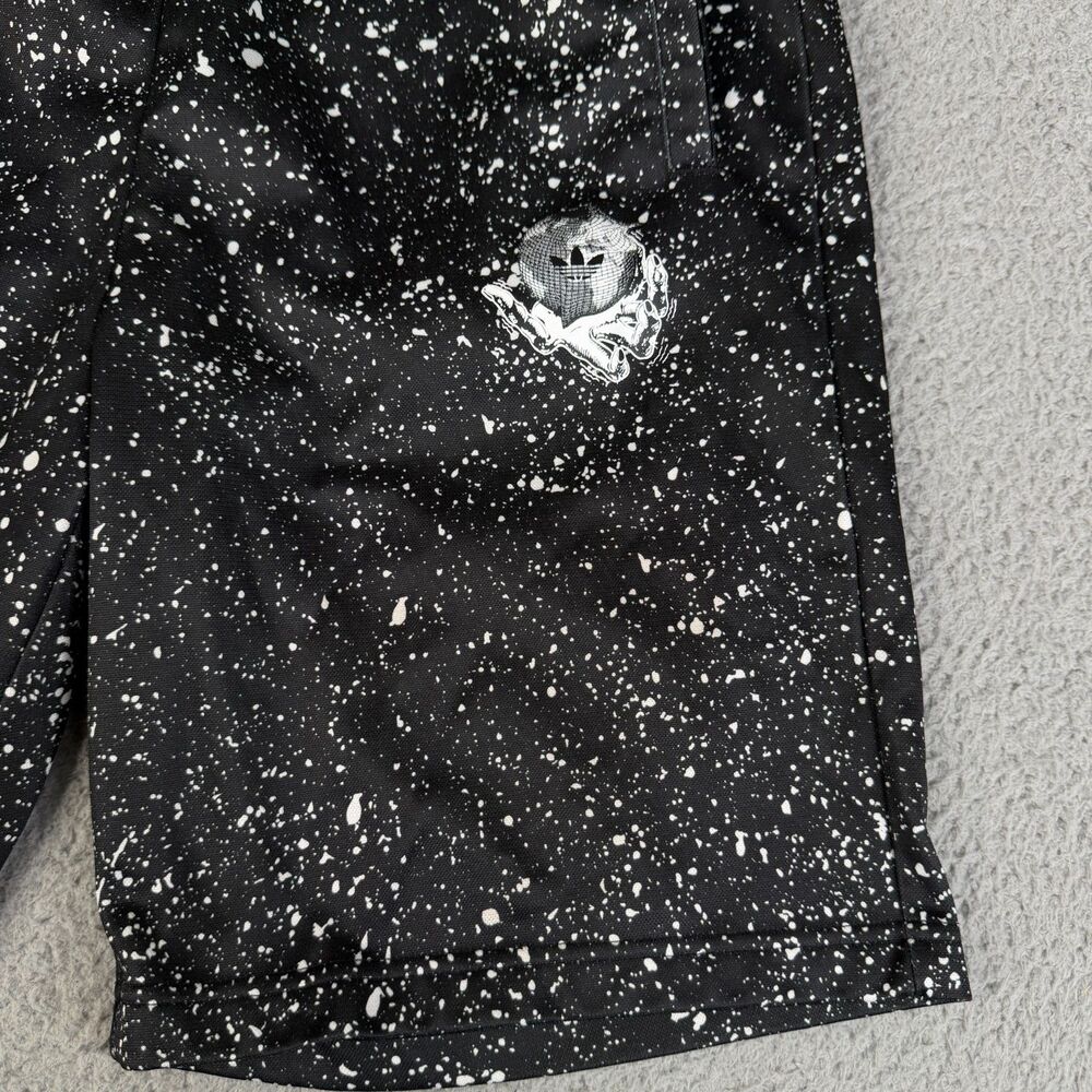 Adidas Basketball Shorts Mens M Black White Splattered Athletic Trefoil 31 x 9"
